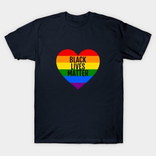 Black lives matter, LGBT rainbow heart T-Shirt